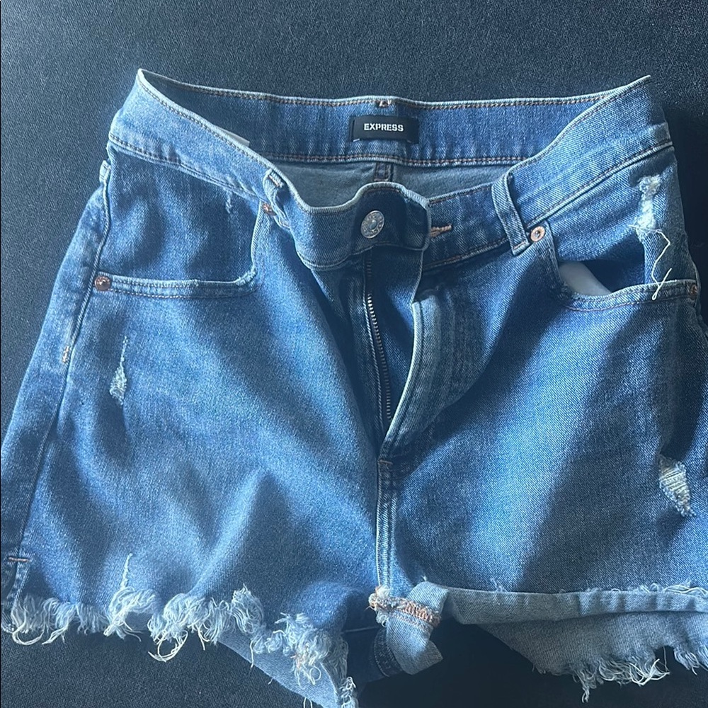 Express Women's Distressed Blue Jean Shorts